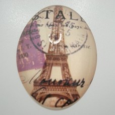 40x30mm Glass Cabochon w/Eiffel Tower - Each