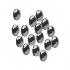 7x5mm Hematite (manmade) Oval Cabochons - Pack of 4