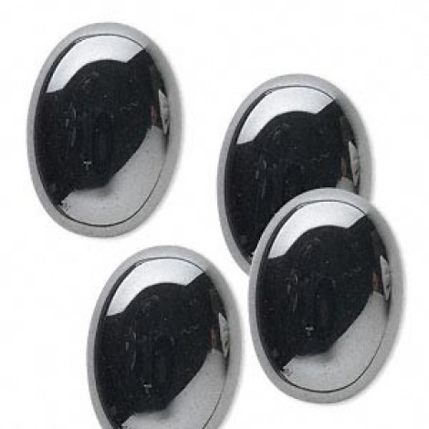 25x18mm Hematite (manmade) Oval Cabochons