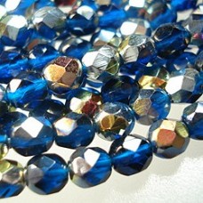 6mm Czech Firepolish Beads - Vitrail Capri Blue - Pack of 20
