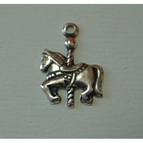 14mm Sterling Plated Carousel Horse Silver Charm (L)