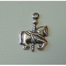 14mm Sterling Plated Carousel Horse Silver Charm (R) - Pack of 2