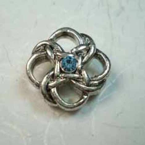 15mm Celtic Knot 1-Hole Slider w/Swarovski Crystal - Aqua - Pack of 2 15mm Celtic Knot 1-Hole Slider w/Swarovski Crystal - Aqua - Pack of 2
