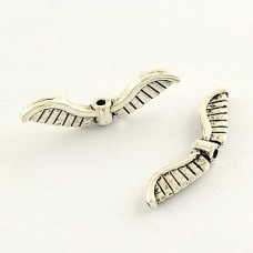 26x7mm Tibetan Style Ant Silver Wing Beads