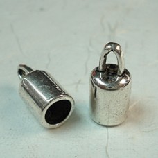 14mm (4mm ID) Tibetan Ant Silver Cord End Caps - Pack of 2