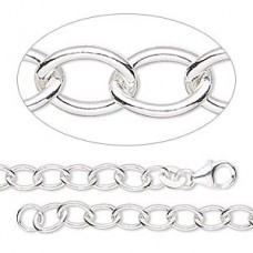 30in (76cm) 6.8x5mm Sterling Filled Cable Necklace Chain - Each