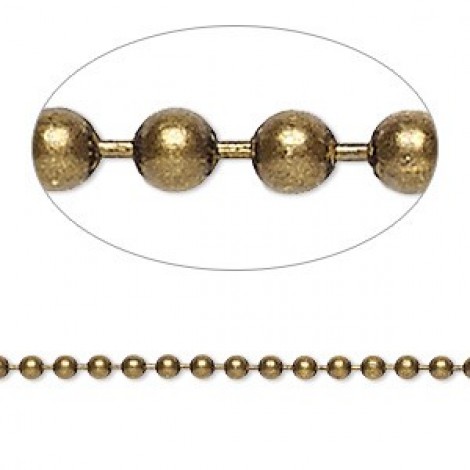 68cm 2.4mm Ant Plated Brass Steel Ball Chain Necklace - Each