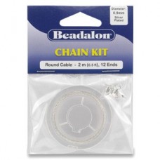 Beadalon Silver Plated .9mm diam Round Cable Chain Kit