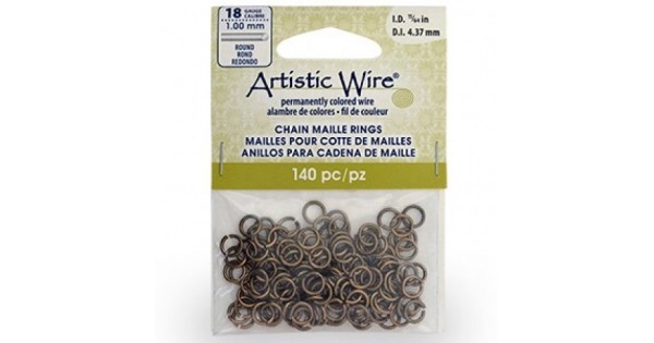 Artistic Wire Chain Maille Jump Rings 18 Ga. 11/64 in. Brass 100 Pc.