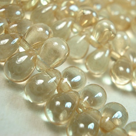 4x6mm Czech Top-Drilled Teardrops - Transparent Lustre Champagne - Pack of 20