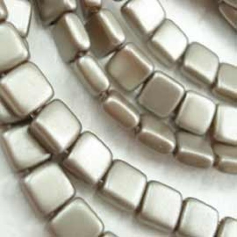 6mm CzechMates 2-Hole Tiles - Pearl Coat Brown Sugar - Pack of 20