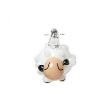 19x13mm Lampwork Sheep Drop Charm - Each