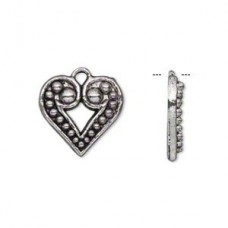 17x15mm Antique Silver Plated Heart Charms - Pack of 10
