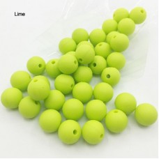 10mm Baby-Safe Silicone Round Beads - Lime - Pack of 10