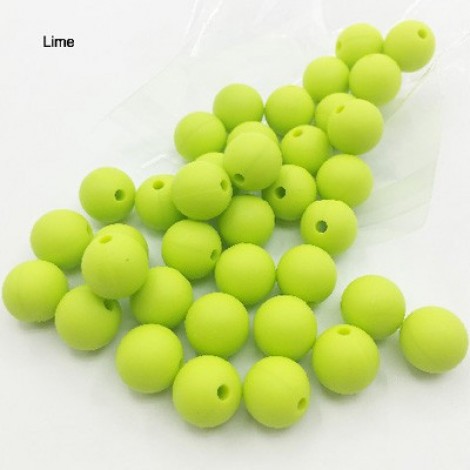 10mm Baby-Safe Silicone Round Beads - Lime