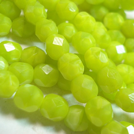 6mm Czech Firepolish Glass Beads - Chartreuse - Pack of 20