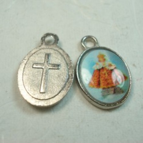 15x10mm Silver Plated Religious Charm - Child of Prague - Pack of 10