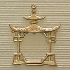 35mm Chinese Temple Raw Pressed Brass Charm - Pack of 2
