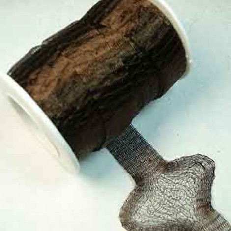 20mm WireLace Tubular Ribbon - Chocolate - Per 30cm 20mm WireLace Tubular Ribbon - Chocolate - Per 30cm