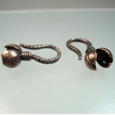 24mmx8mm Lge Ant Copper Clamshell Cord Ends/S-Hook