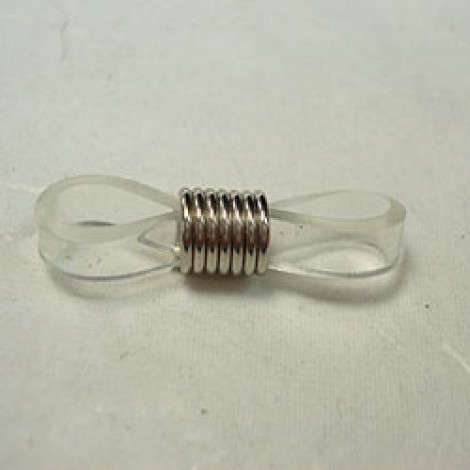 Clear Flat Plastic Eyeglass Holders w/Silver Coil