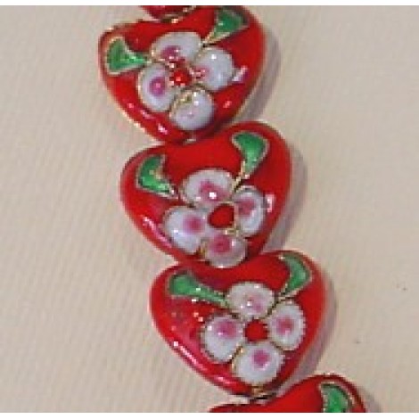 16x15mm Red Cloisonne Hearts