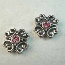 13mm Scroll 2-Strand Swarovski Crystal Sliders - Lt Rose - Pack of 10