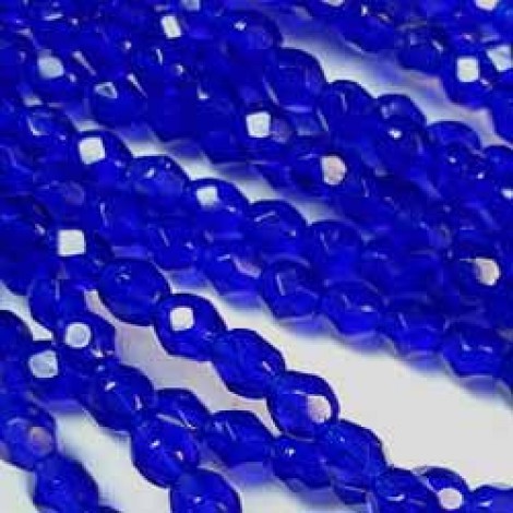 3mm Czech Cobalt Fire Polished Beads