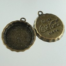18mm ID Tibetan Style Ant Bronze Bottle Cap Bezel Pendants - Pack of 10