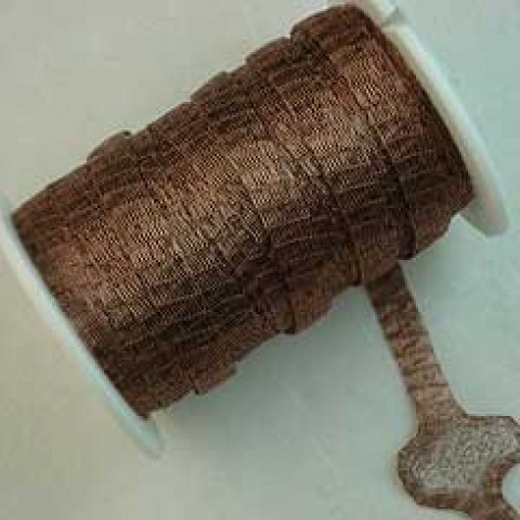 6mm WireLace Metallic Tubular Ribbon - Cocoa - Per metre