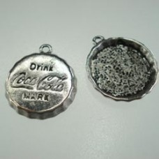 18mm ID Tibetan Style Ant Silver Bottle Cap Bezel Pendants - Pack of 10