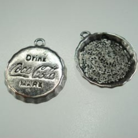 18mm ID Tibetan Style Ant Silver Bottle Cap Bezel Pendants - Pack of 10