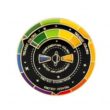 50mm (2in) Black Colour Wheel Palette Spinner Enamel Brooch-Pin - each