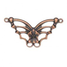 33x19mm Ant Copper Plated Steel Butterfly Focal Links - Pack of 12