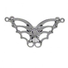 33x19mm Gunmetal Plated Steel Butterfly Focal Links - Pack of 12