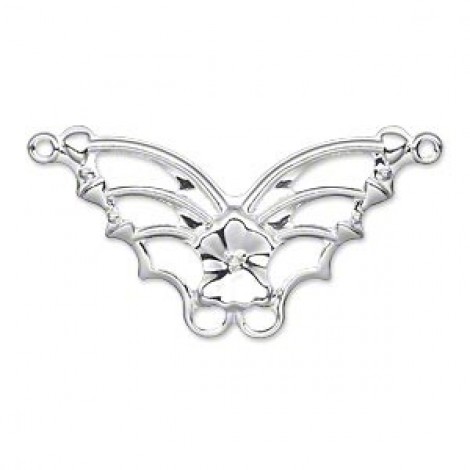 33x19mm Bright Silver Plated Steel Butterfly Focal Link