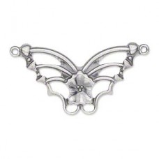 33x19mm Ant Silver Plated Steel Butterfly Focal Links