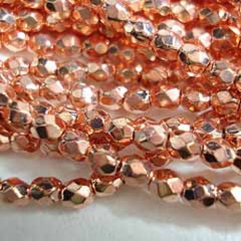 3mm Czech Fire Polished Beads - Copper Penny