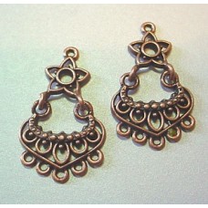 Pewter Star Hinged Chandelier Drops - Ant Copper - Per pair