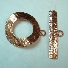 26mm Hammered Solid Copper Toggle Clasp Set - Each