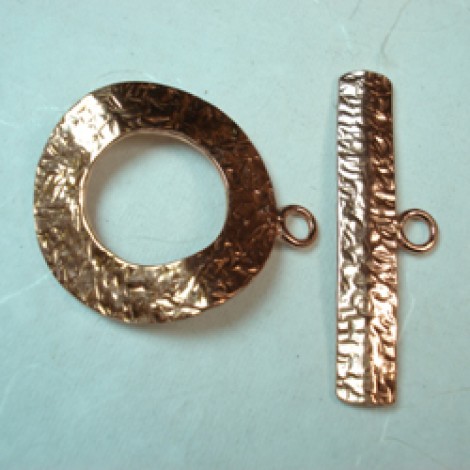 26mm Hammered Copper Toggle Clasp Set