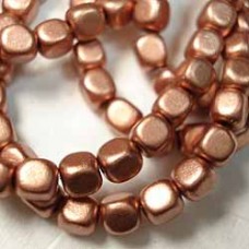 4mm Matte Metallic Copper Czech Cubes - Pack of 50