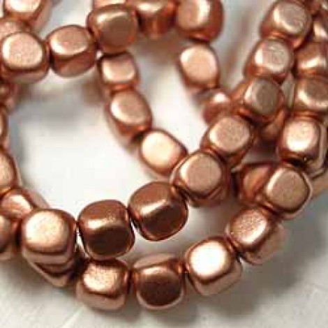 4mm Matte Metallic Copper Czech Cubes - Pack of 50 4mm Matte Metallic Copper Czech Cubes - Pack of 50