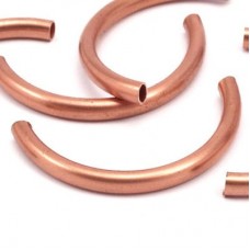 4x43mm Raw Copper Semi Circle Tube Beads