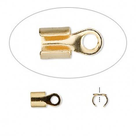 5x5mm (4mm ID) Gold Plated Steel Cord End Crimps - fits 2-4mm cord - Pack of 20