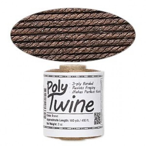 1mm (3ply) Poly Twine - Brown - 160yd