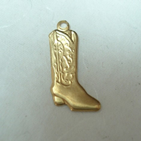 18mm Cowboy Boot Raw Pressed Brass Charm - Pack of 4 18mm Cowboy Boot Raw Pressed Brass Charm - Pack of 4