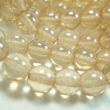 6mm Czech Glass Round Beads - Trans Lustre Champagne