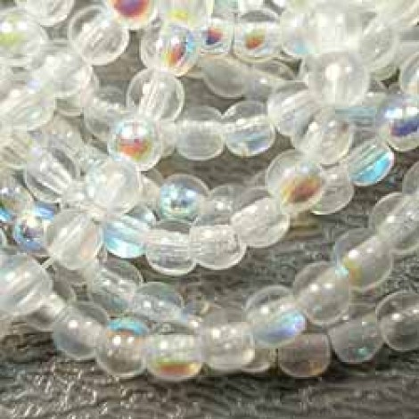 3mm Crystal AB Czech Round Beads - Pack of 100