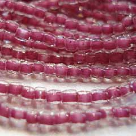 9/0 Cz Crystal/Grape Lined Colour Fast 3-Cut Seed Beads